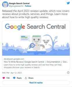 Google’s April 2023 Review Update